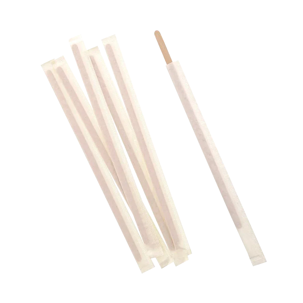 Set of wooden straws on a white background