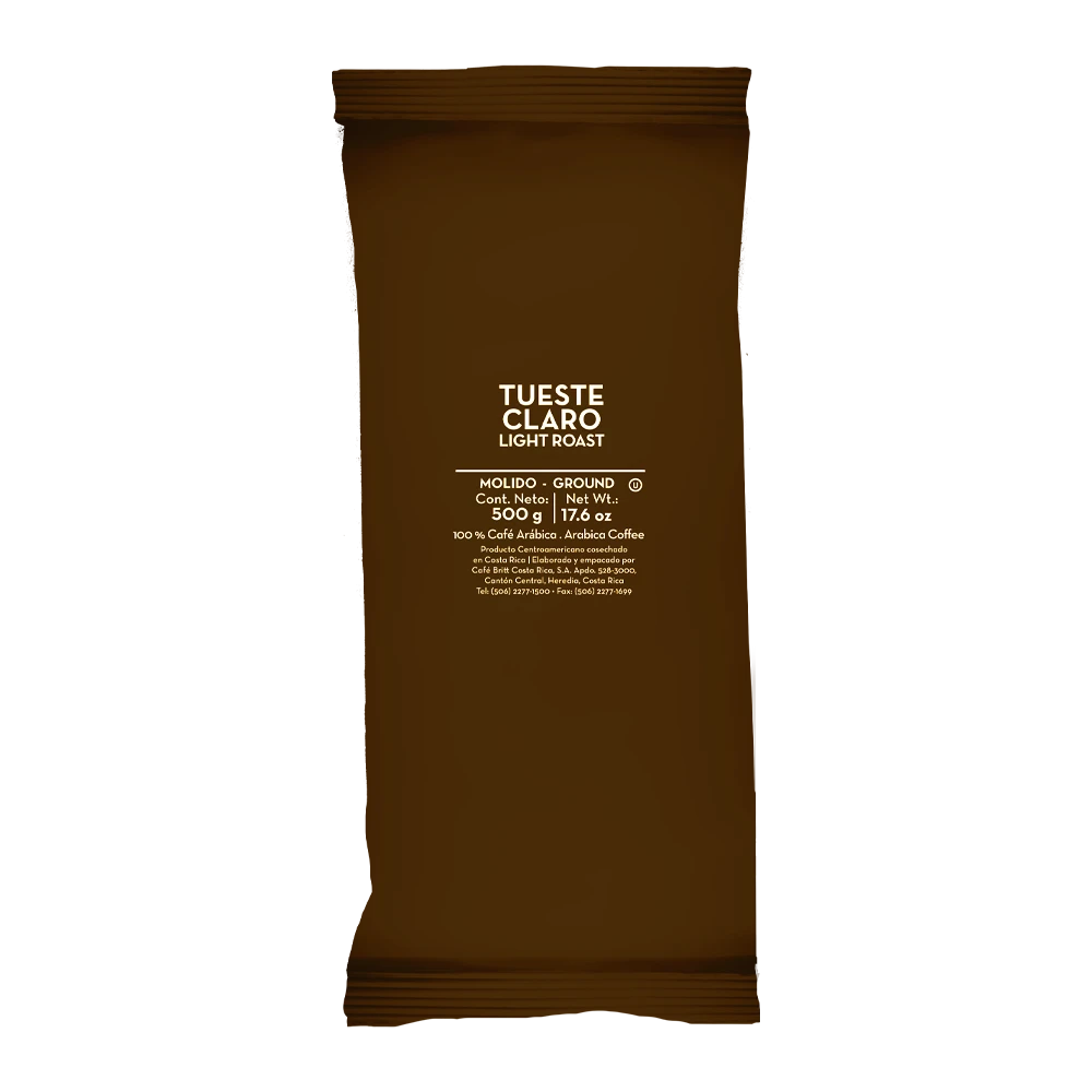 Café Britt Light Roast coffee package on a white background