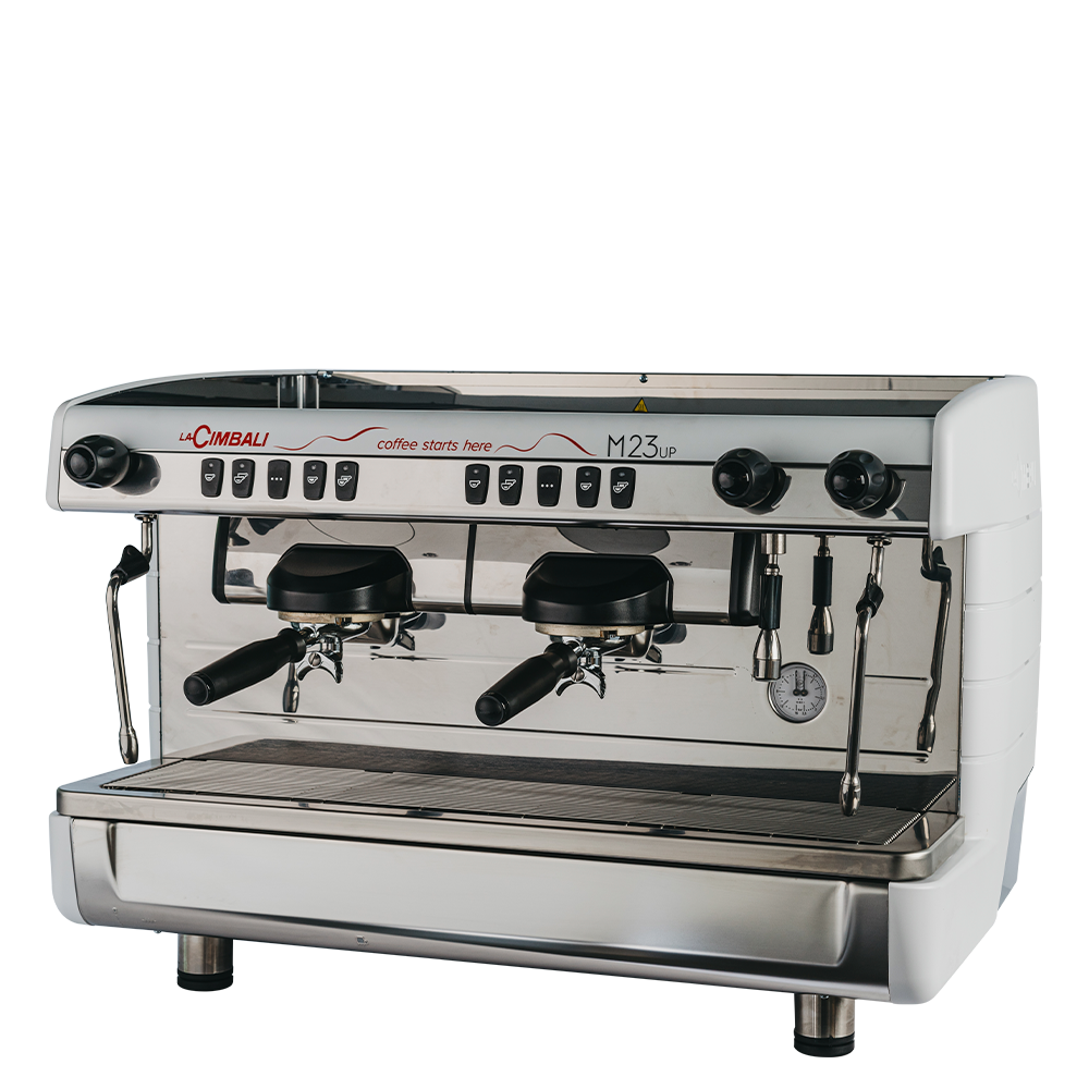 Cimbali M23 espresso machine on a white background