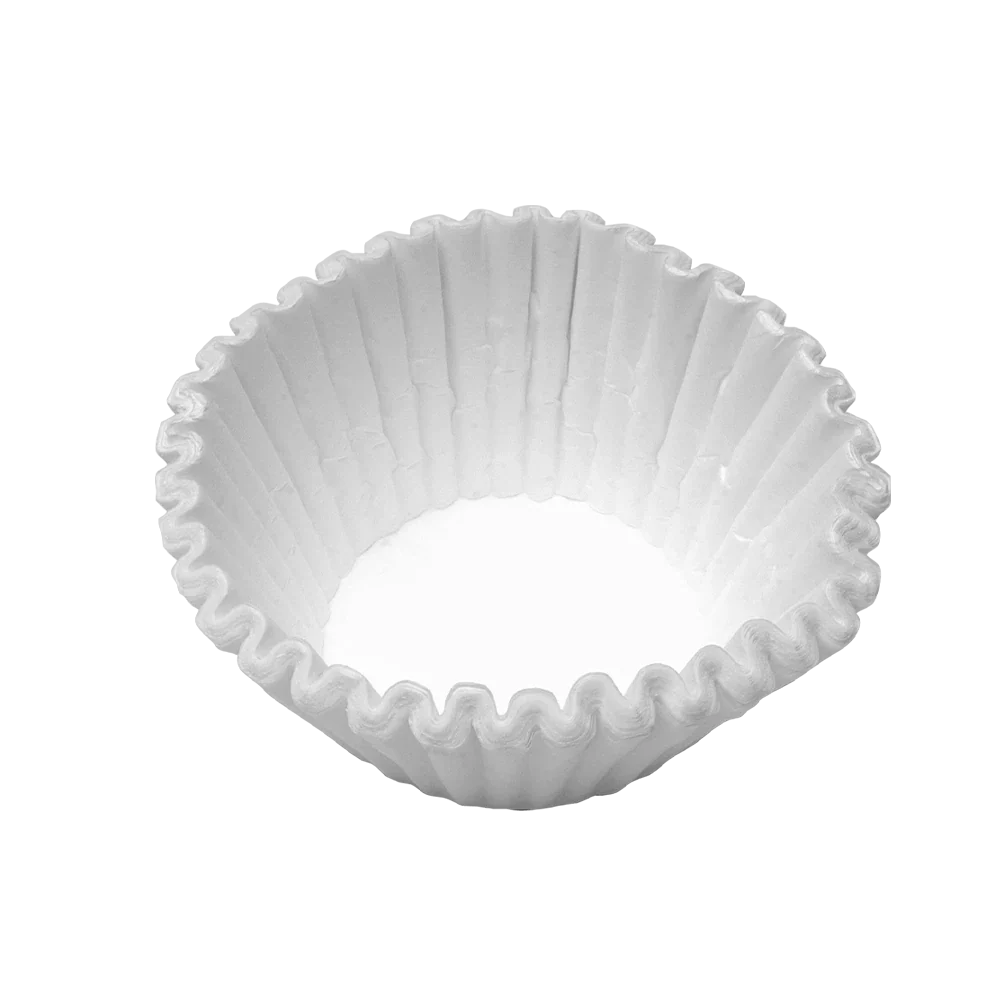 White coffee filter liner on a white background