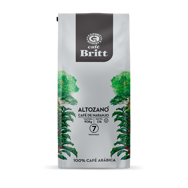 Café Britt Altozano de Naranjo coffee package on a white background