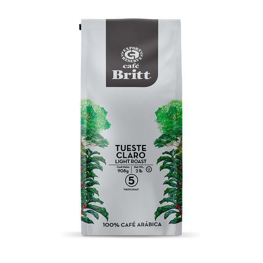 Café Britt Light Roast coffee package on a white background