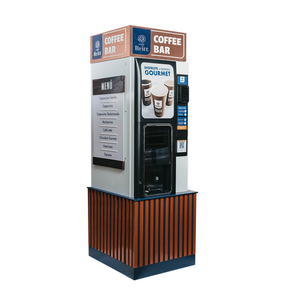 Coffee vending machine with Britt Coffee branding on a white background