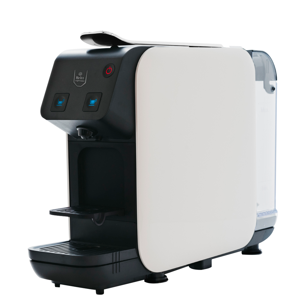 White Britt Espresso Kubo Capsule Machine 