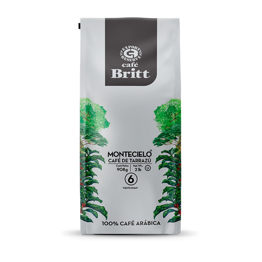 Café Britt Montecielo Tarrazu coffee package on a white background